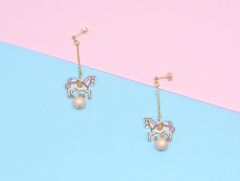 Merry-go-round - 耳环/耳夹 - 压克力 多色