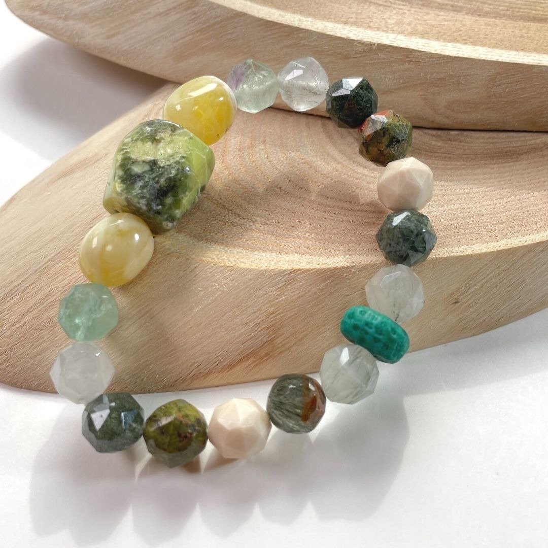 星野星钻手串/柠檬晶绿发晶/天然/水晶手链/能量石/原生态032306 - 手链/手环 - 水晶 多色
