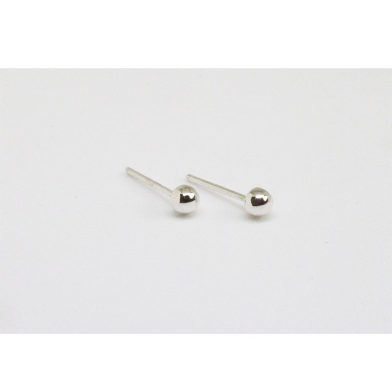 【经典款】3mm 纯银 迷你圆头耳环  耳针 - 耳环/耳夹 - 纯银 银色