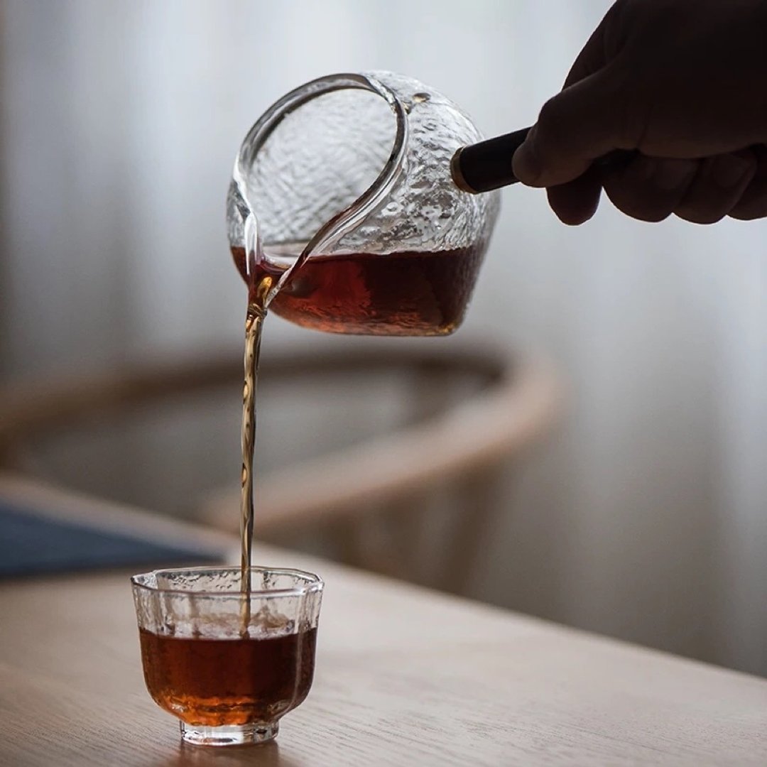 闻说|日式木把玻璃公道杯 手工锤纹耐热 - 茶具/茶杯 - 玻璃 