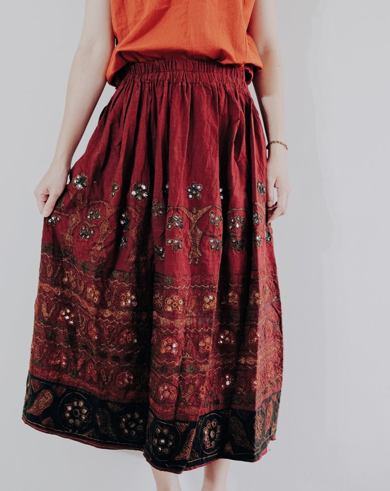 印度部落手工镜绣长裙 - 裙子 - 棉．麻 