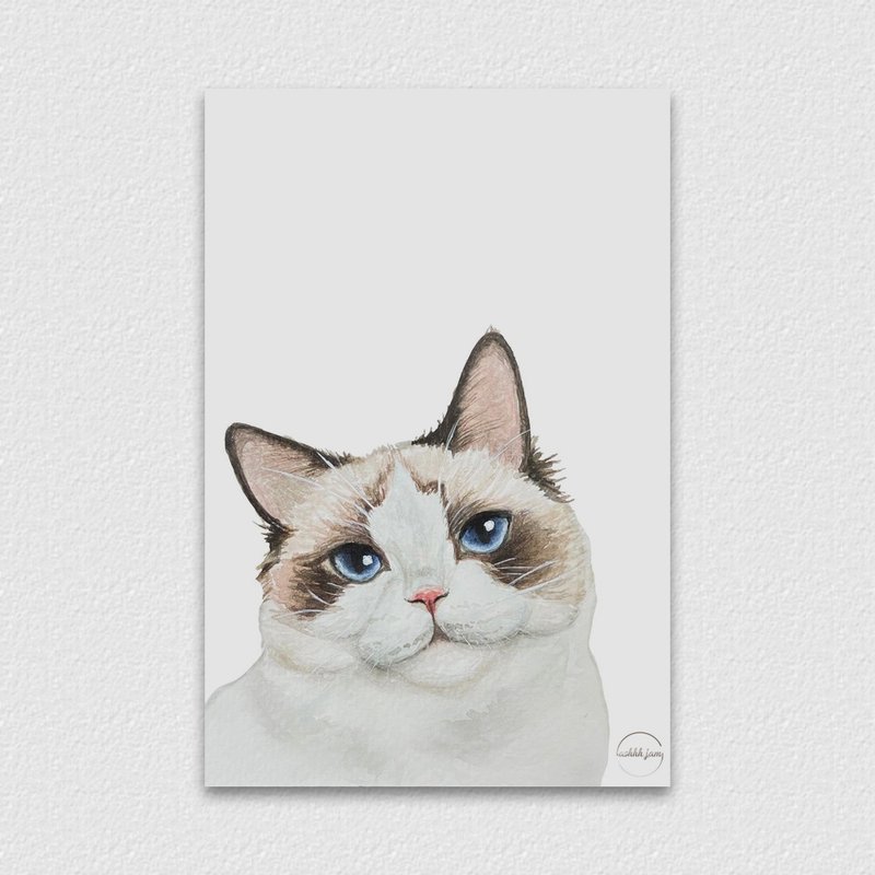 水彩插画动物明信片 - 布偶猫 手绘 水彩 插画 - 卡片/明信片 - 纸 咖啡色