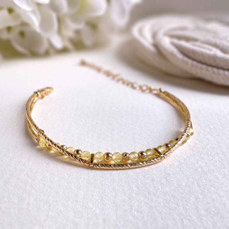 【十一月生日石】黄水晶 | 双层水晶手链 - 手链/手环 - 宝石 黄色