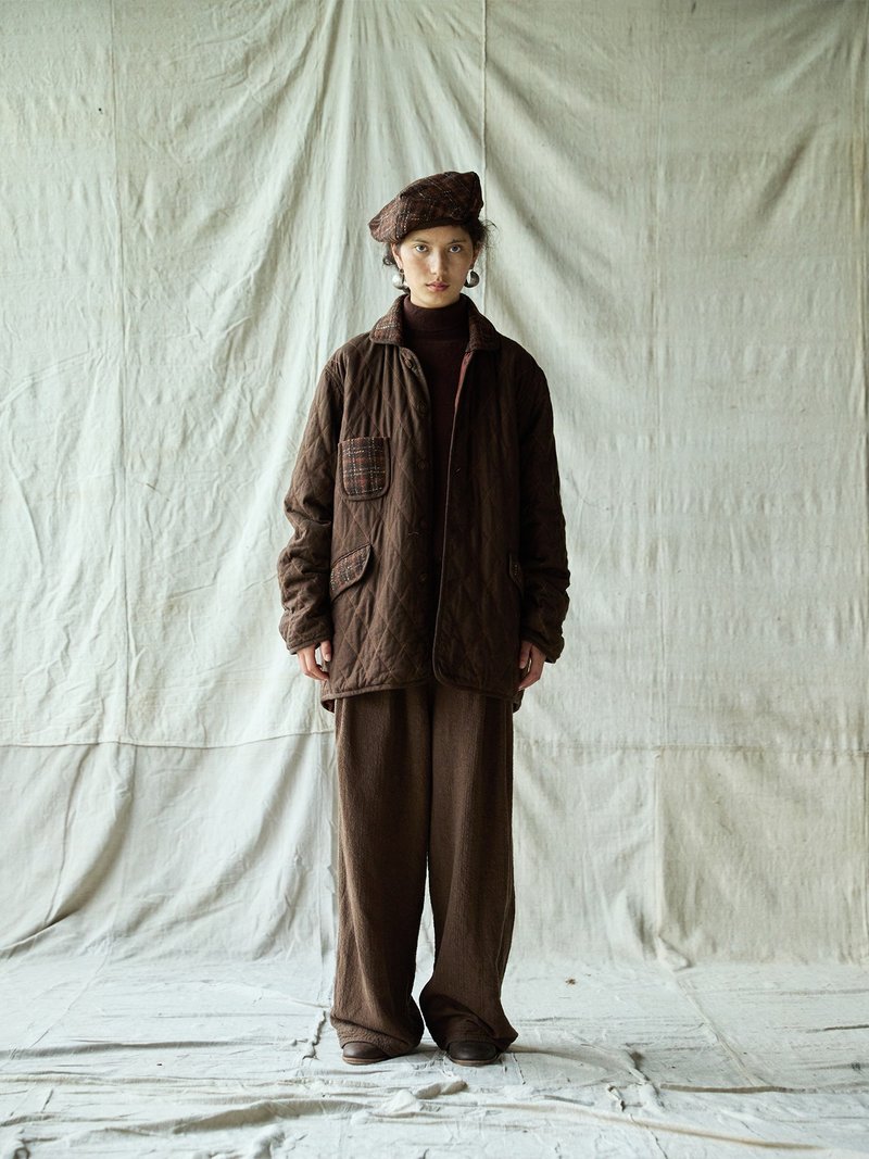 日系复古 格子提花棉衣外套 休闲棉服 - 女装休闲/机能外套 - 其他材质 