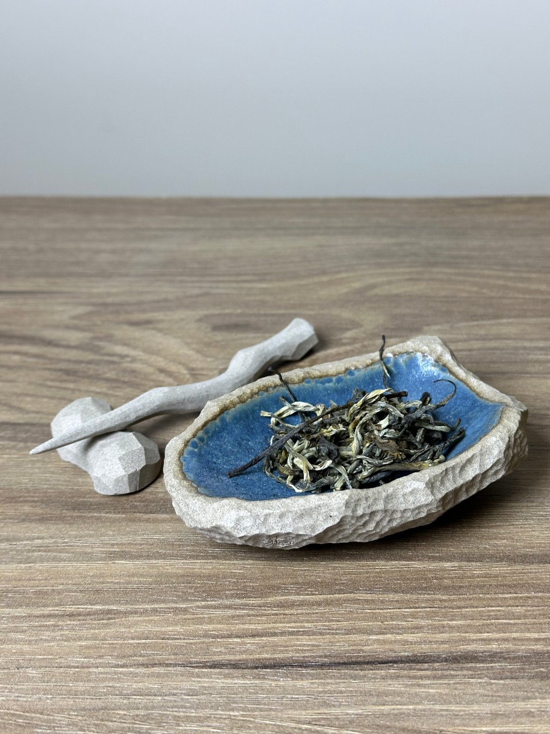 手工陶瓷茶荷茶叶展示器皿组，含茶勺与茶勺架 - 花瓶/陶器 - 陶 