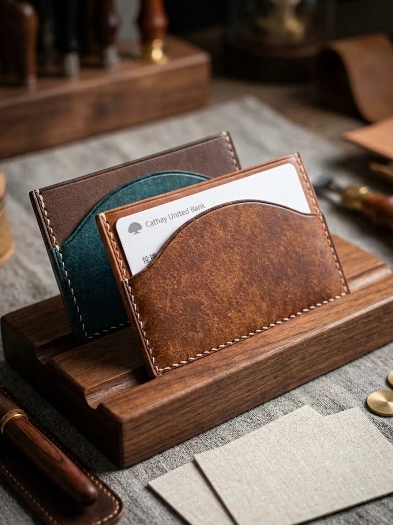 【生日礼物】自定义_圆弧光谱卡夹 l 纯铜五金 l 手工缝制 - 名片夹/名片盒 - 真皮 