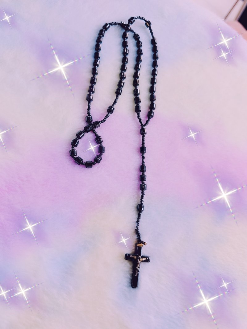 Cross road - 项链 - 纯银 黑色