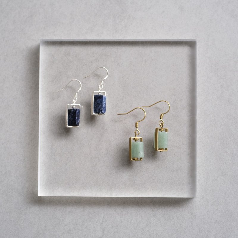 【耳环】任意门系列/黄铜/S925银/天然石/原石 - 耳环/耳夹 - 石头 