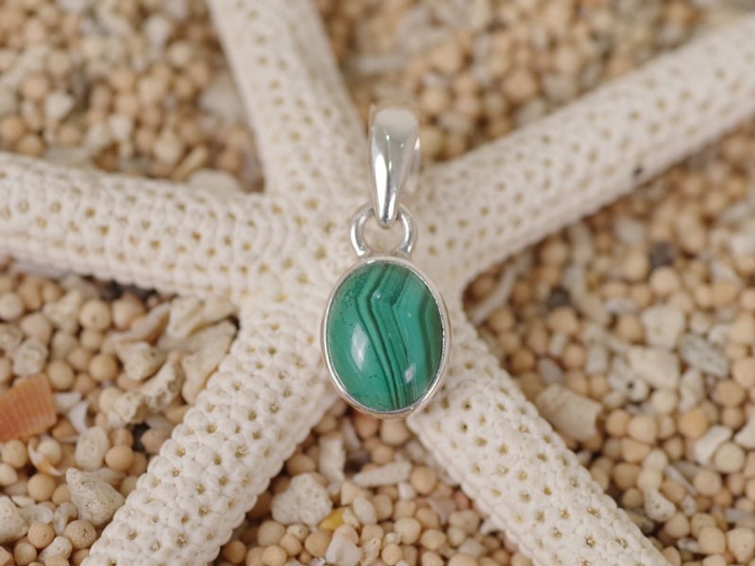 Malachite pendant top - 项链 - 石头 绿色