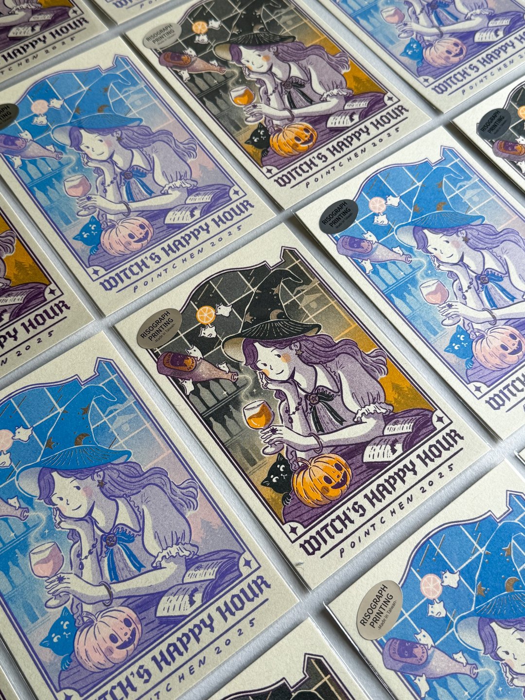 【明信片】魔法女子 Riso 四色明信片 - 卡片/明信片 - 纸 