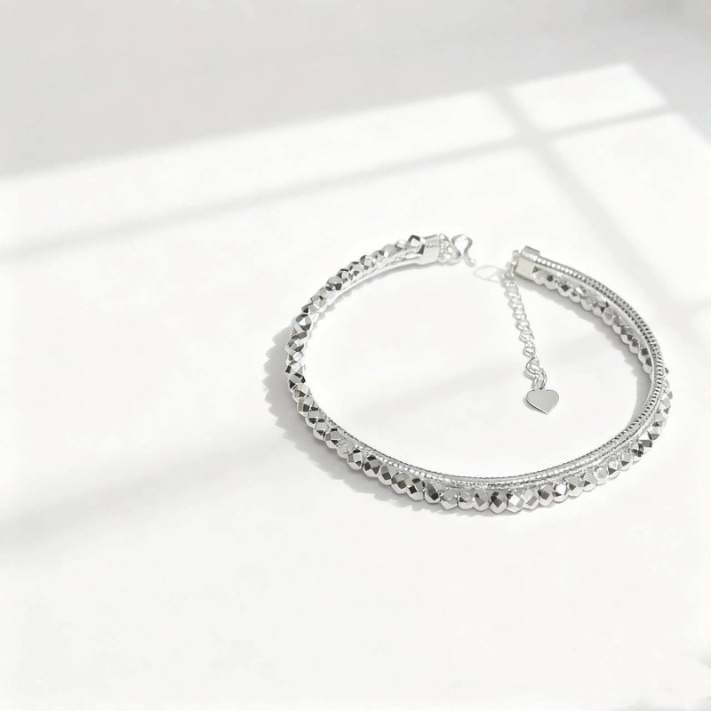 双线条立体珠纯银手环 - 手链/手环 - 其他金属 