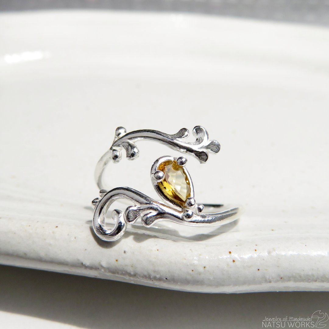 植物系戒指 碧玺 / Yellow Tourmaline Botanical Ring - 戒指 - 宝石 黄色