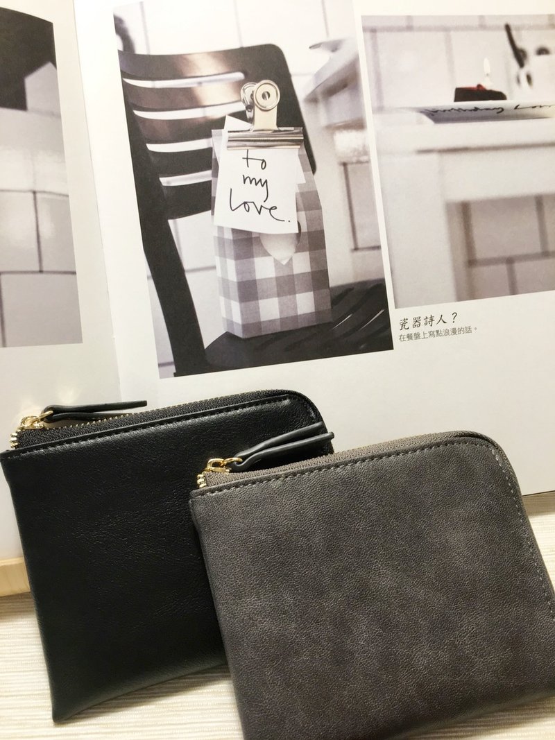 【下单送拉绳不挑色】L型拉錬皮夹 短夹 生日 情人 新年礼物 - 皮夹/钱包 - 防水材质 