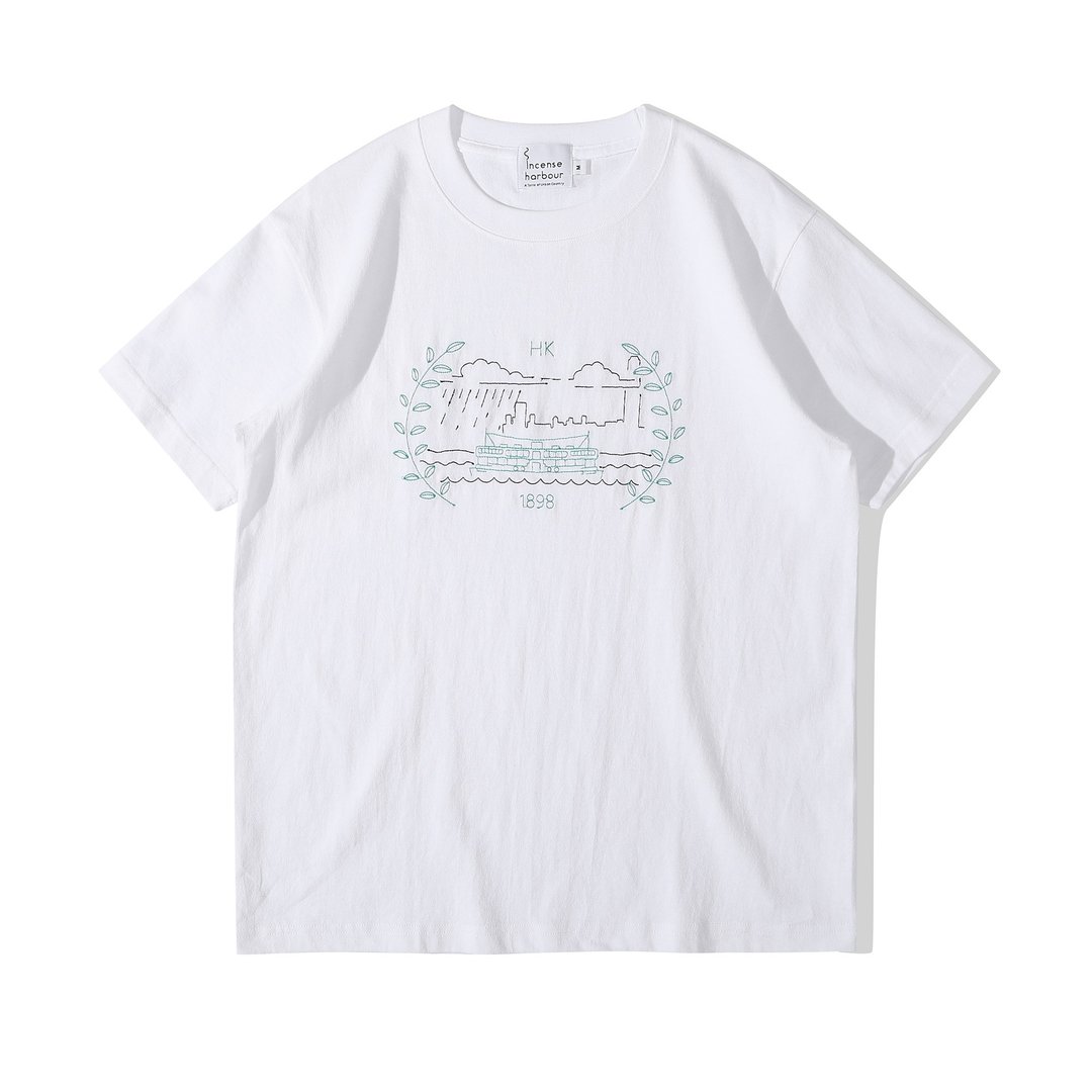 Incense Harbour 美国纯棉 天星小轮 无缝白T-shirt T恤 - 中性连帽卫衣/T 恤 - 棉 白色