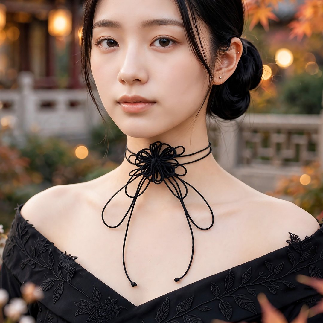 饰绪颈链“你”、“声音”、“秘密” 【轻量】浴衣・和服・正式场合皆可搭配，增添风采的双圈设计。 - 颈链 - 聚酯纤维 黑色