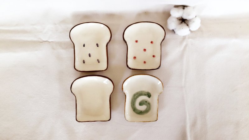 手作吐司造型 - 浅碟 - 浅碟/小碟子 - 瓷 白色