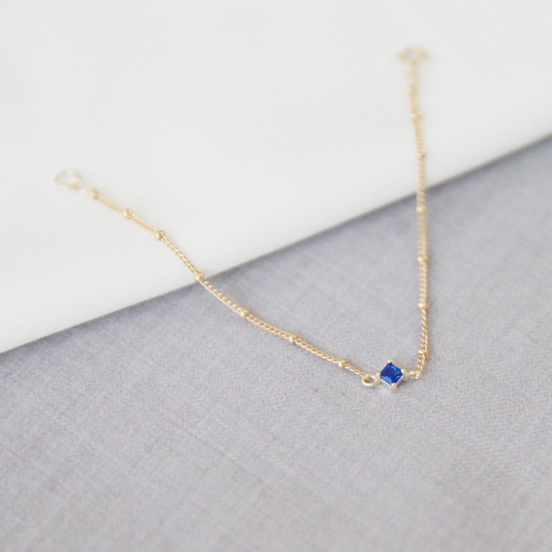 菱形锆石14K包金点点手链-宝蓝色 - 手链/手环 - 其他金属 蓝色