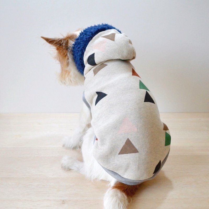 Dog Hoodie "Triangle" Hand Painted Ivory 3S - 衣/帽 - 其他材质 白色