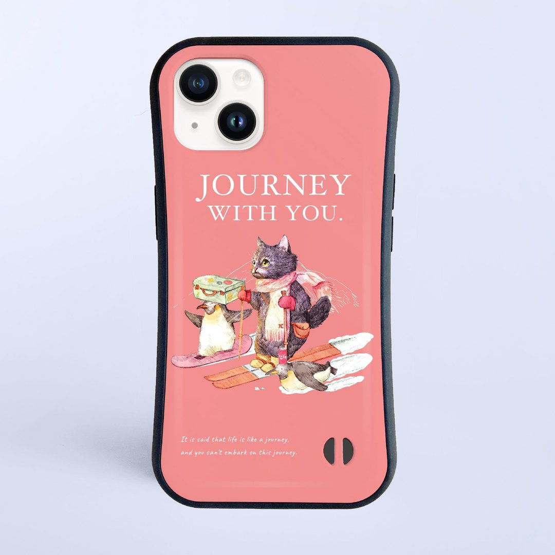 Journey with you. 漫游南极的猫 / 防摔握感 iPhone 保护壳 - 手机壳/手机套 - 塑料 粉红色