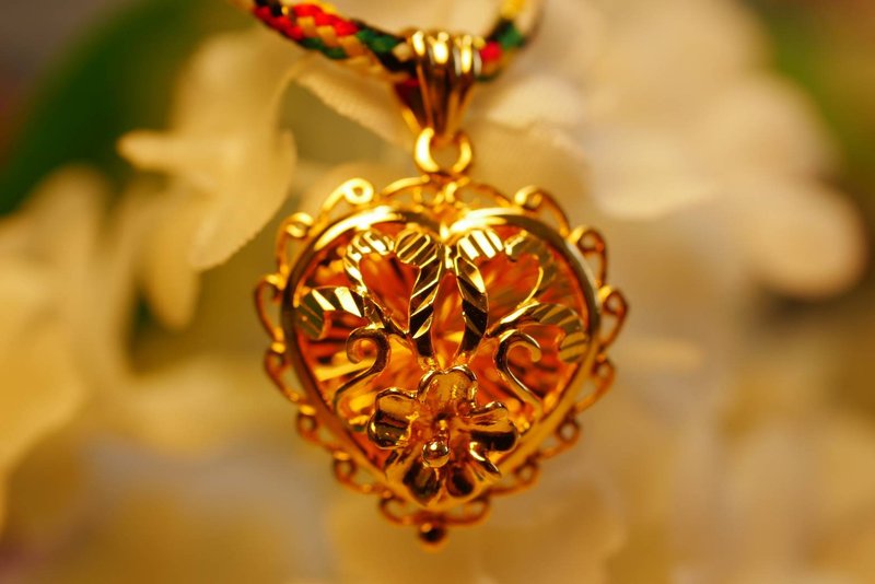 黄金坠子-爱心坠子-5G工艺纯金坠子 - 项链 - 24k 金 金色