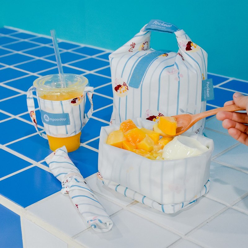 好日子 | Pockeat环保食物袋(小食袋)-芋圆冰 - 便当盒/饭盒 - 塑料 蓝色