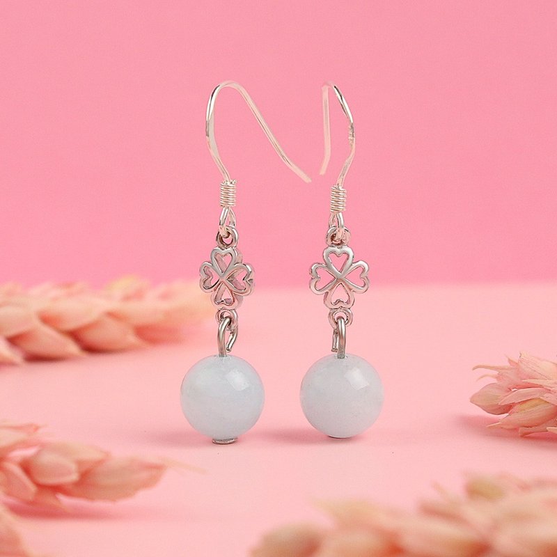 海蓝宝经典圆珠耳环 - 耳环/耳夹 - 玉石 蓝色