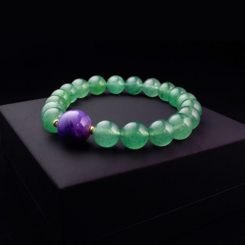 紫龙晶搭配绿草莓晶 男手链 男手环 男手链 QBR-00068 - 手链/手环 - 水晶 