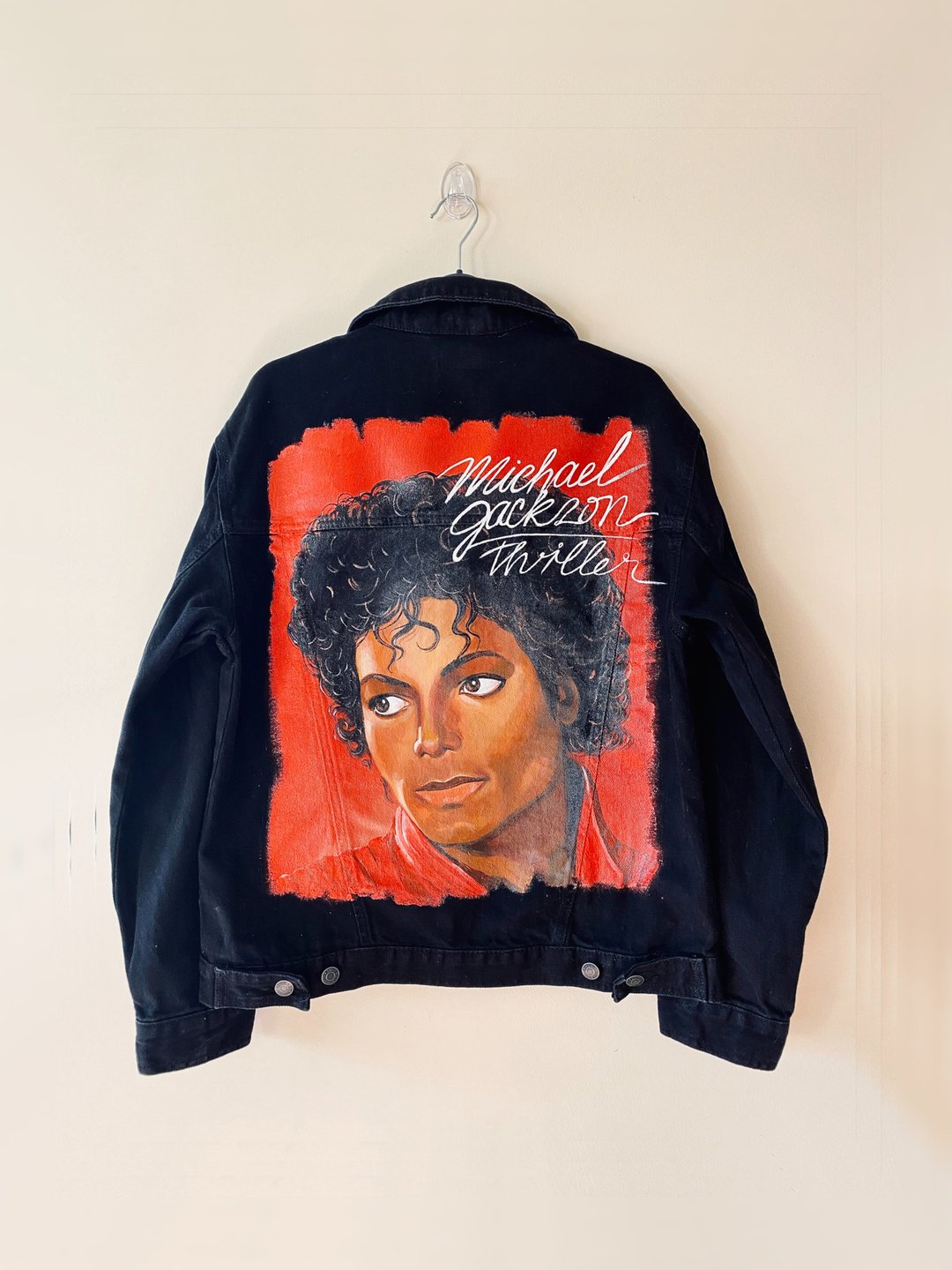 Painted Denim Jacket Handmade Custom jacket Michael Jackson, Thriller Gift - 女装休闲/机能外套 - 棉．麻 多色