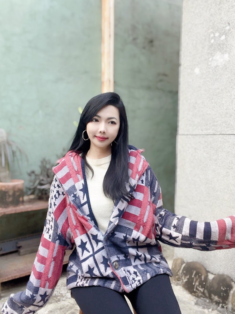 经典红白蓝美式配色 立体工艺织纹 特殊花毯图腾夹克外套 jacket - 女装休闲/机能外套 - 棉．麻 多色