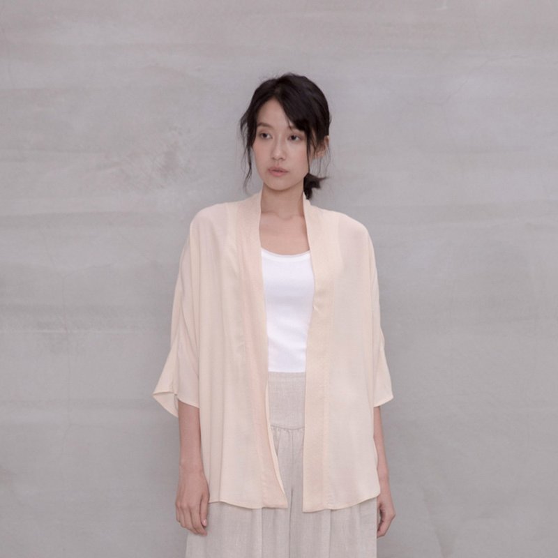 悠然漫步和服式罩衫 Cozy Stroll Kimono Jacket - 女装休闲/机能外套 - 聚酯纤维 卡其色