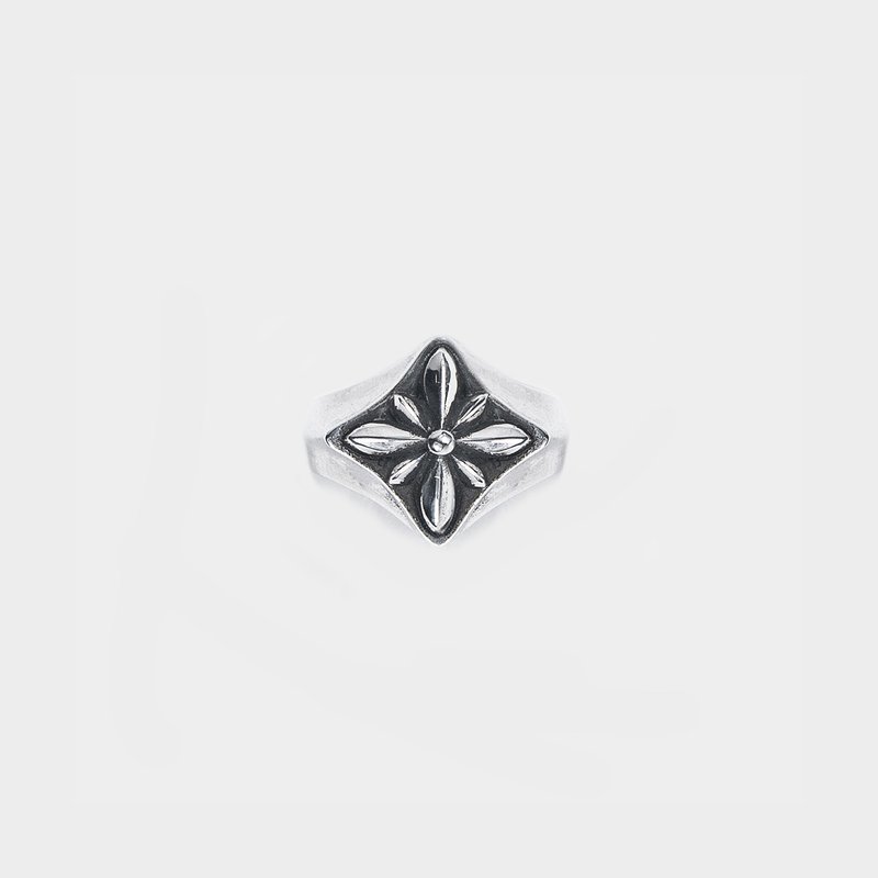Floral Rhombus Ring - 戒指 - 纯银 