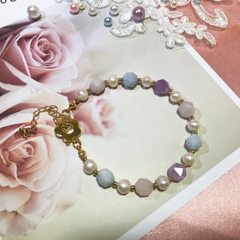 14K包金 摩根石 淡水珍珠 天然水晶 定制化 手链 - 手链/手环 - 水晶 多色
