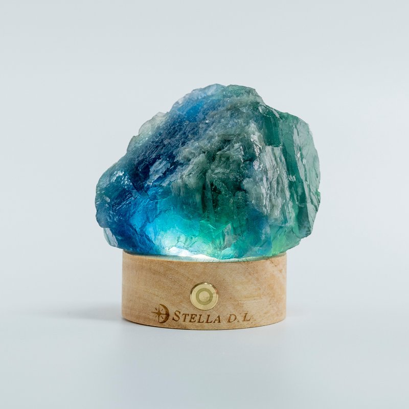 蓝绿萤石水晶原矿 赠LED原木灯座 D36901-SN9815 - 其他 - 水晶 蓝色