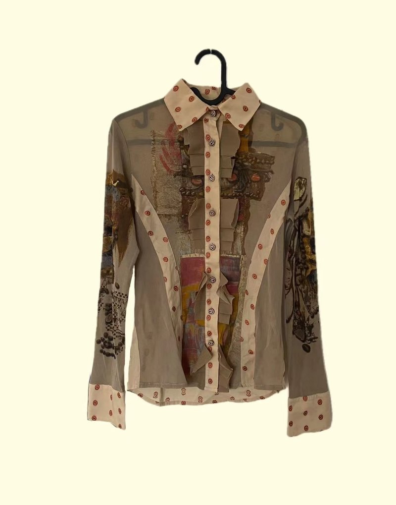 Save the queen 中古 吉普赛印花外衣 - 女装上衣 - 丝．绢 卡其色