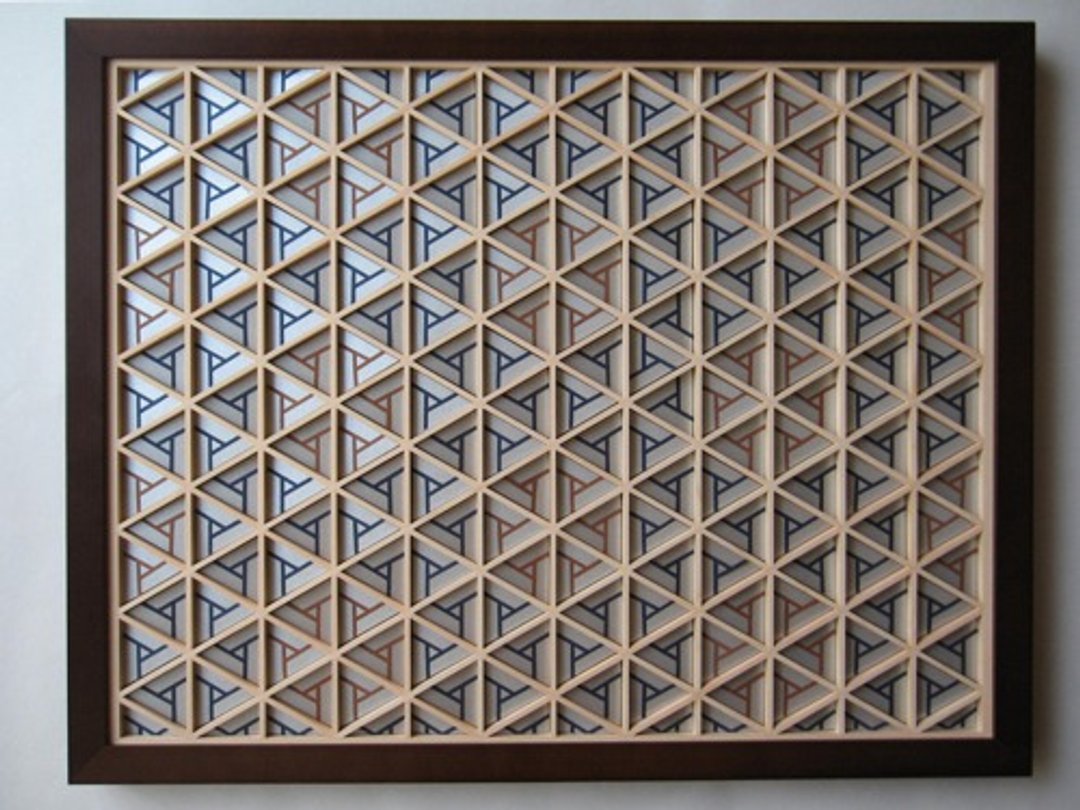 Kumiko Art Panel　Bisyamon Silver/Blue/Brown - 摆饰 - 木头 银色