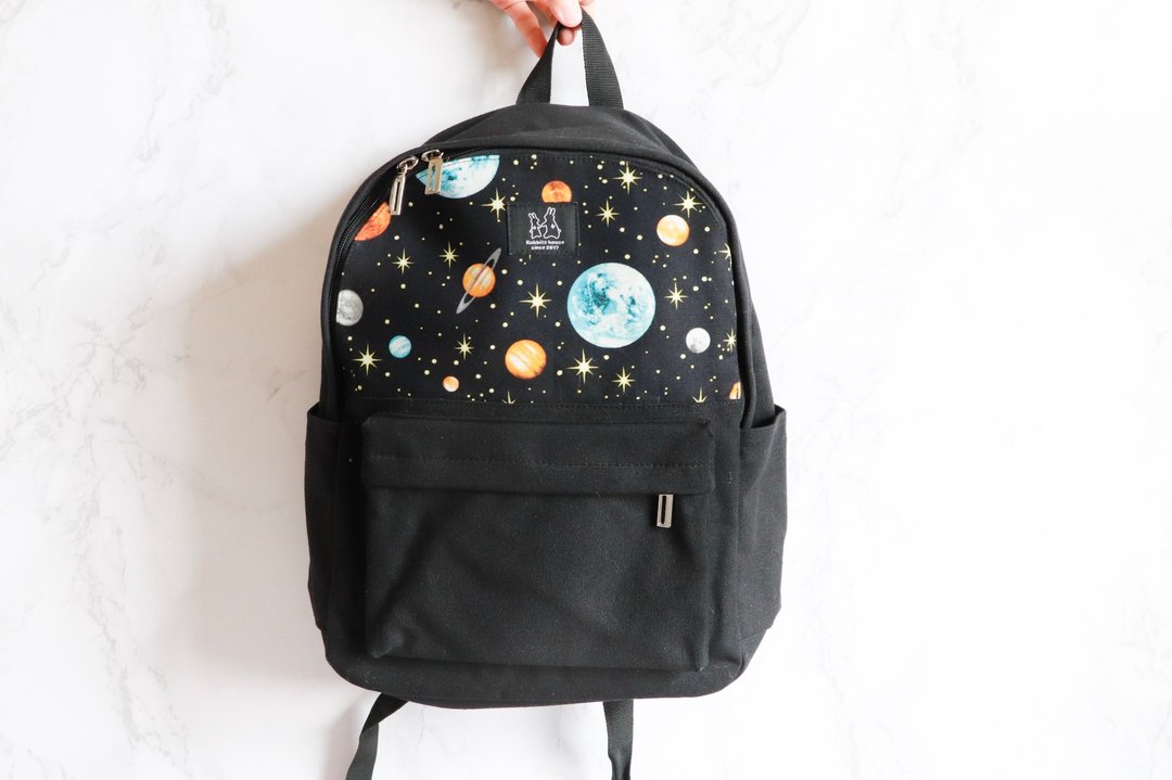 后背包-星空宇宙 - 后背包/双肩包 - 棉 黑色