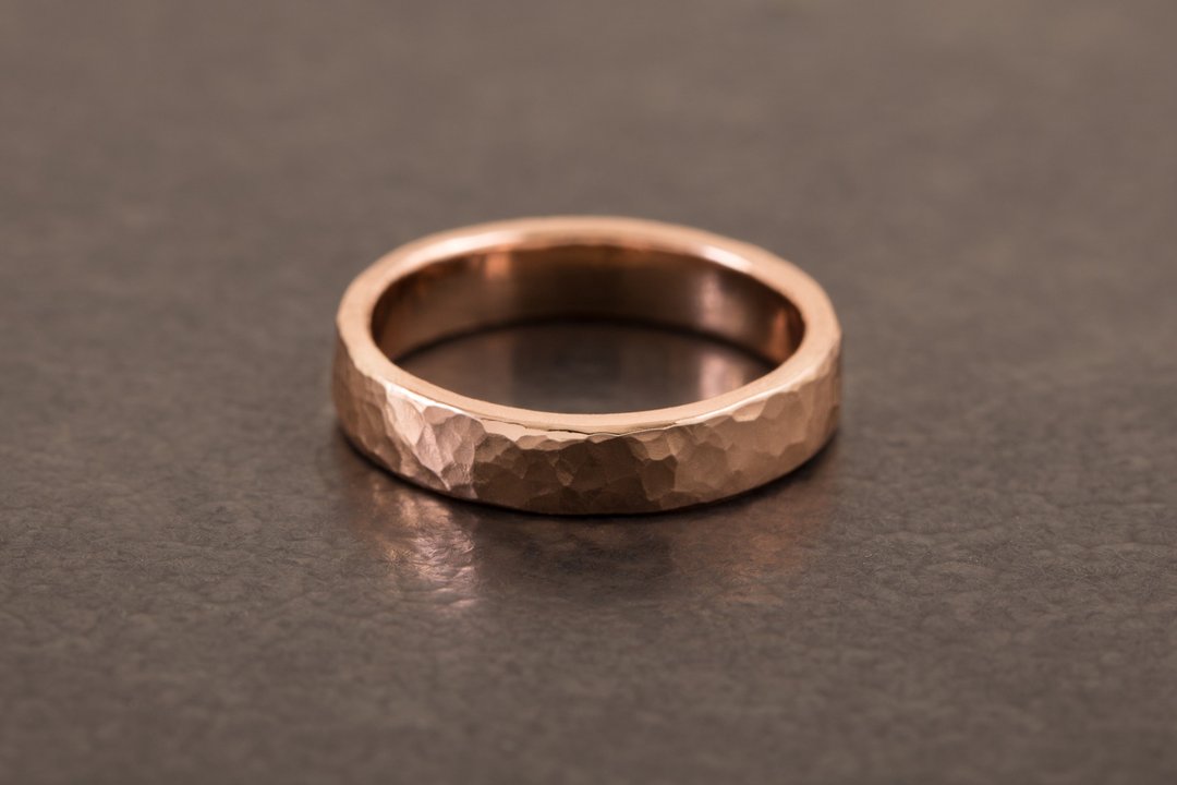 经典锤目 红铜戒指 HammeredHead Ring - 戒指 - 铜/黄铜 红色