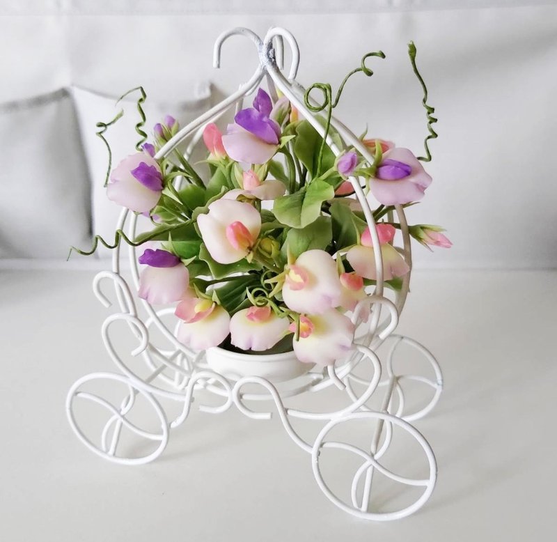 黏土手作 ATO46 豌豆花马车 - 摆饰 - 其他材质 