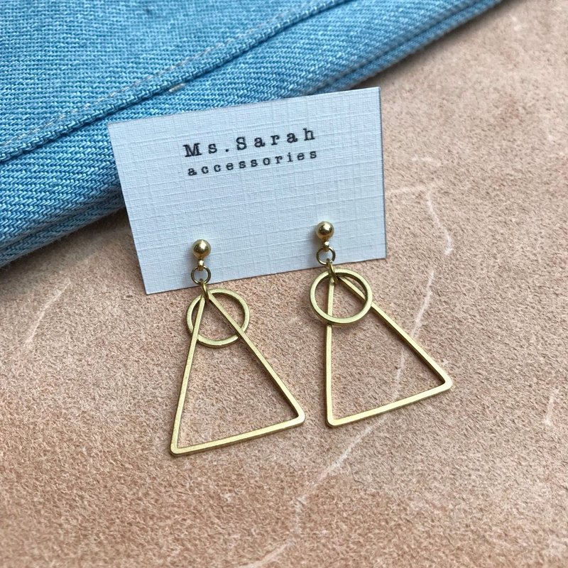 黄铜耳环_太阳山(可改夹) - 耳环/耳夹 - 铜/黄铜 金色