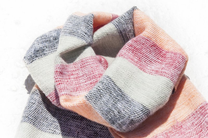 圣诞礼物纯羊毛丝巾/手工针织围巾/编织围巾/纯羊毛围巾-橘子草莓 - 丝巾 - 羊毛 多色