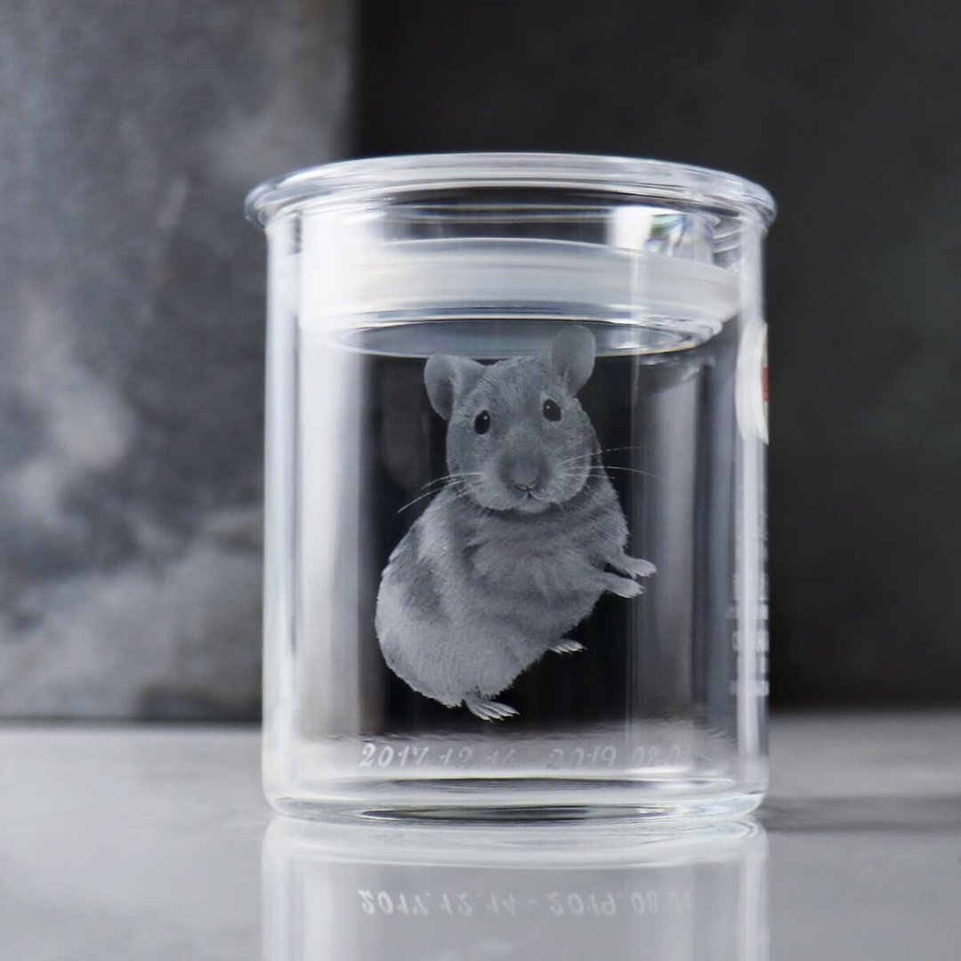 8.5cm【宠物骨灰罐】天竺鼠毛小孩画像订做明亮纯净天堂的家 定制 - 订制画像 - 玻璃 灰色