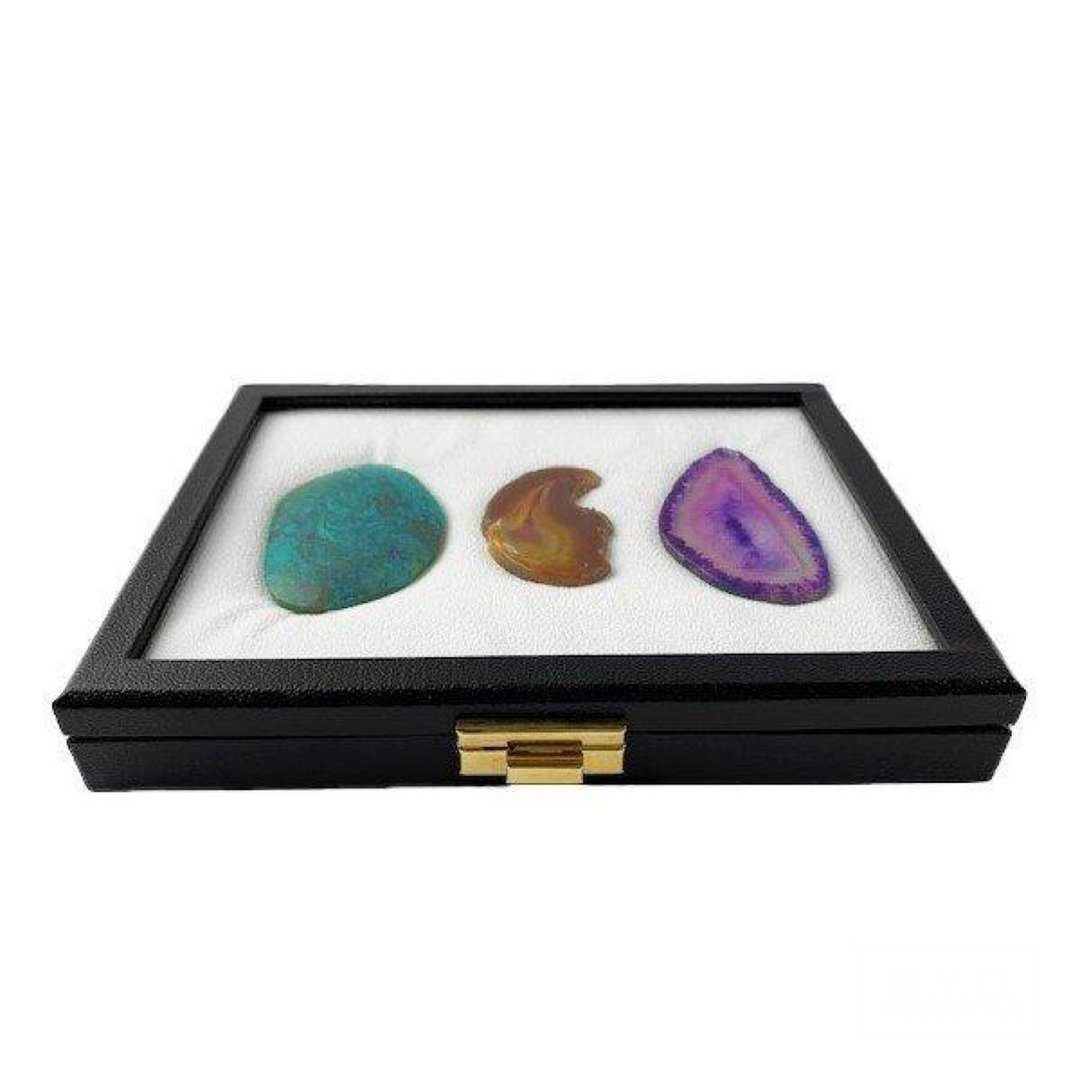 Synthetic Leather Loose Case Glass Lid L - 收纳用品 - 玻璃 黑色