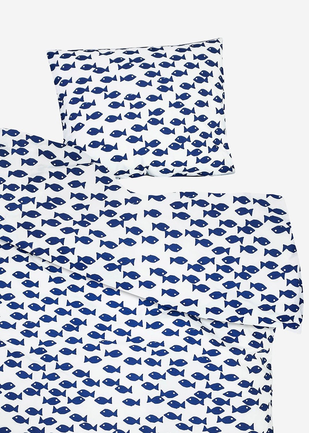 有机棉被套枕套两件组 – FISH BED SET, BLUE - 寝具 - 棉 蓝色