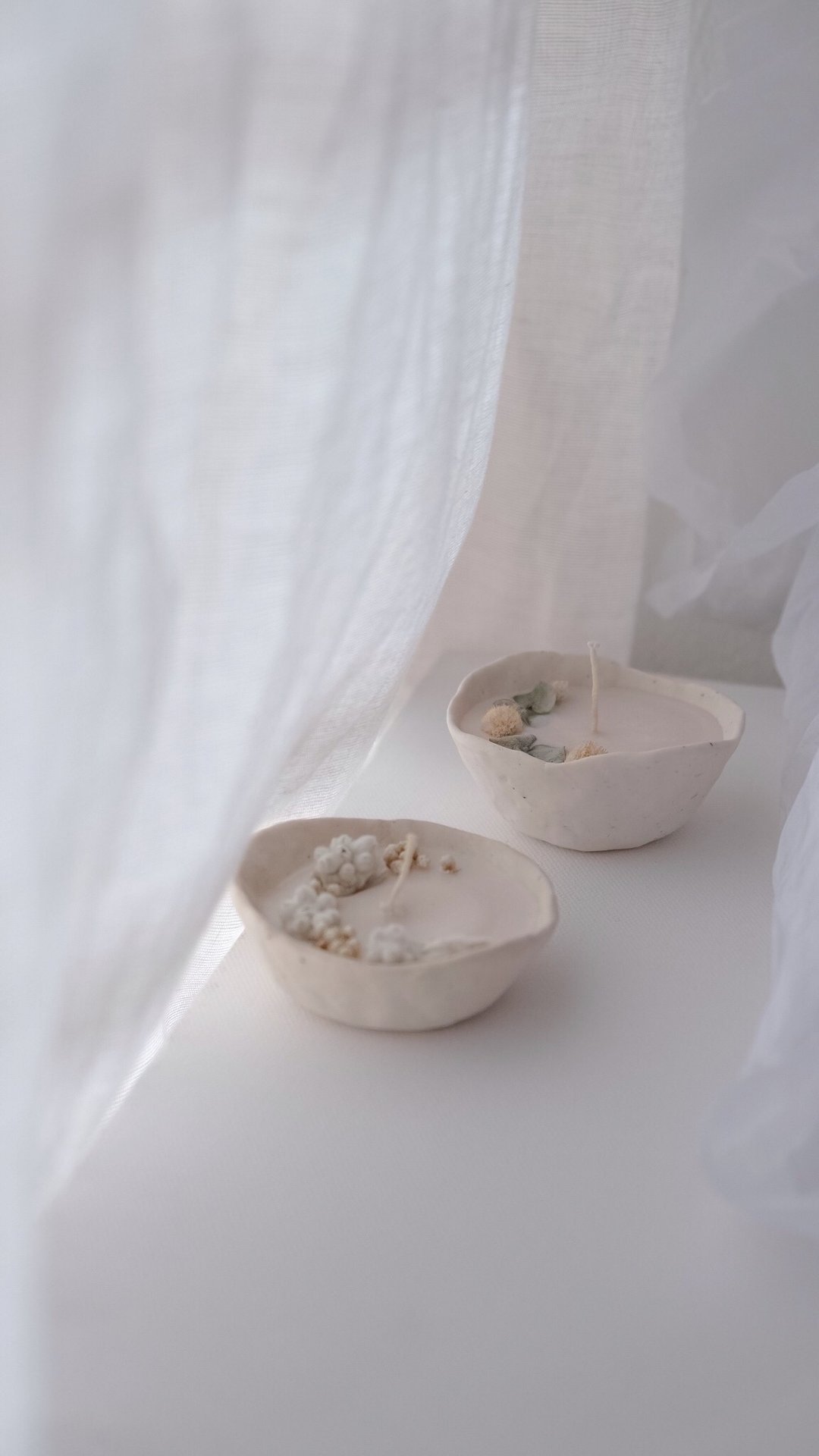 烛光【a cup / 月白】手作蜡烛 香氛蜡烛 手捏陶 杯子蜡烛 - 蜡烛/烛台 - 蜡 