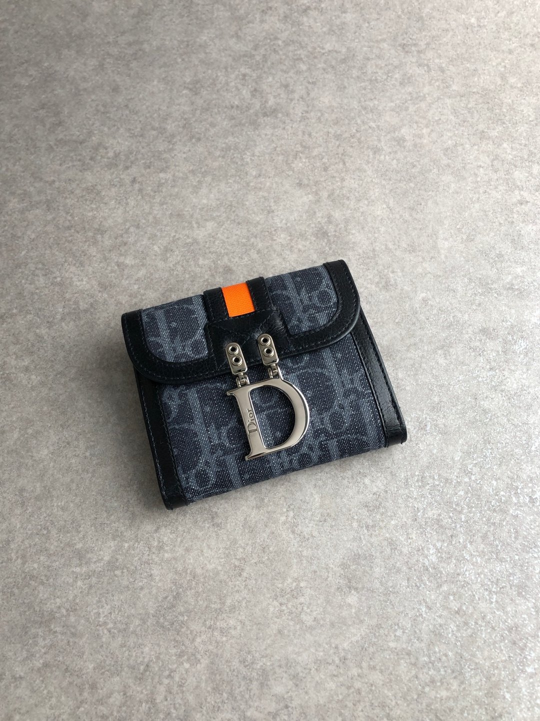 【日本直送 名牌中古包】Christian Dior クリスチャン ディオール Trotter 帆布 双折钱包 宝蓝色 D Logo mpv8rz - 皮夹/钱包 - 棉 蓝色