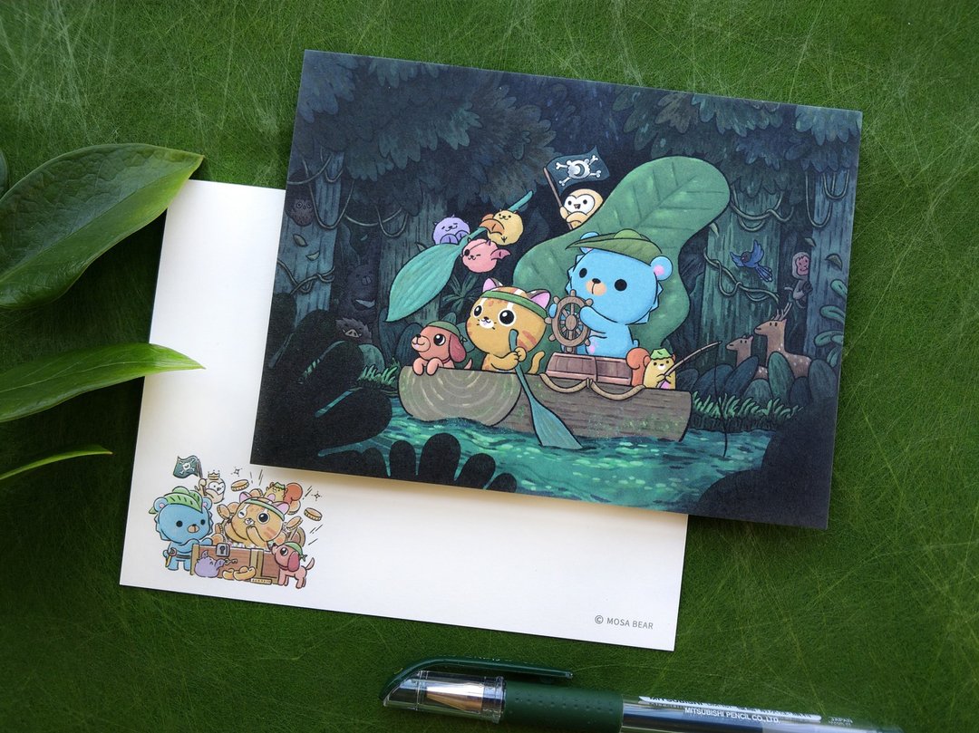 -Mosabear-原创明信片-森林探险队 - 卡片/明信片 - 纸 绿色