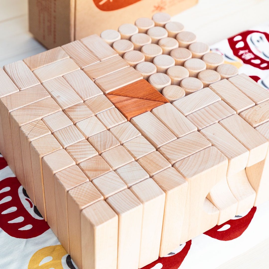 堆堆积木【红白梅子款 80pcs】Made in Taiwan 天然木头积木 - 玩偶/公仔 - 木头 红色