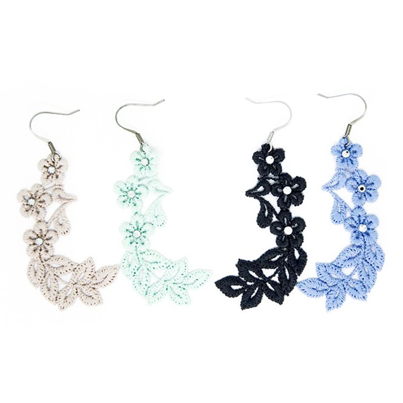 花漾刺绣蕾丝耳环  礼物 - 耳环/耳夹 - 绣线 多色