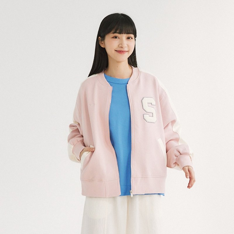 【Simply Yours】经典拼色棒球外套 粉红F - 女装休闲/机能外套 - 棉．麻 粉红色