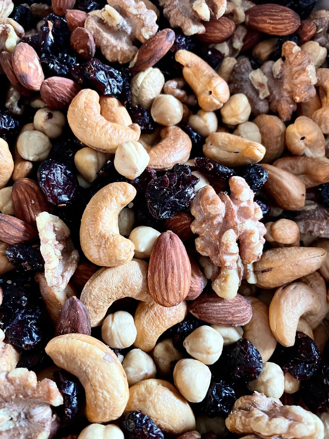 (不加糖) 4款坚果和蔓越莓干 trail mix - 坚果 - 新鲜食材 咖啡色